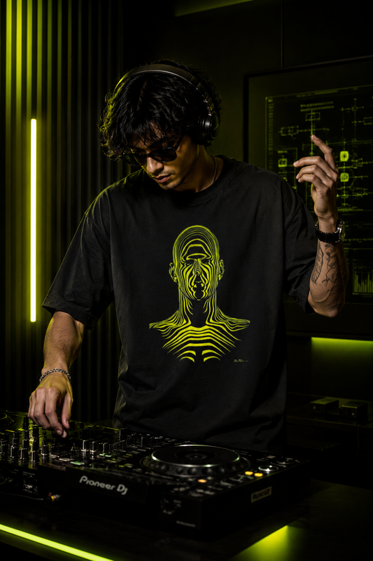 Cyberpunk Cyber-Face Graphic Oversized T-Shirt
