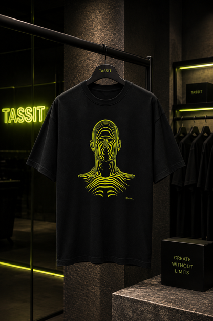 Cyberpunk Cyber-Face Graphic Oversized T-Shirt