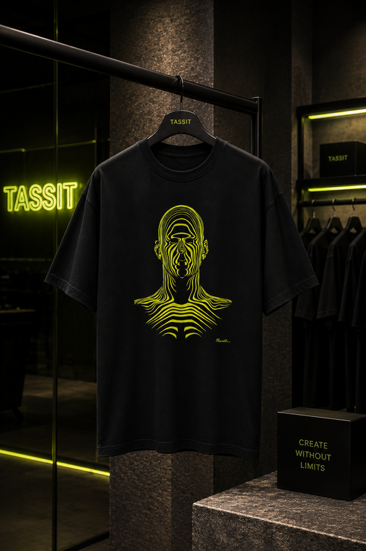 Cyberpunk Cyber-Face Graphic Oversized T-Shirt